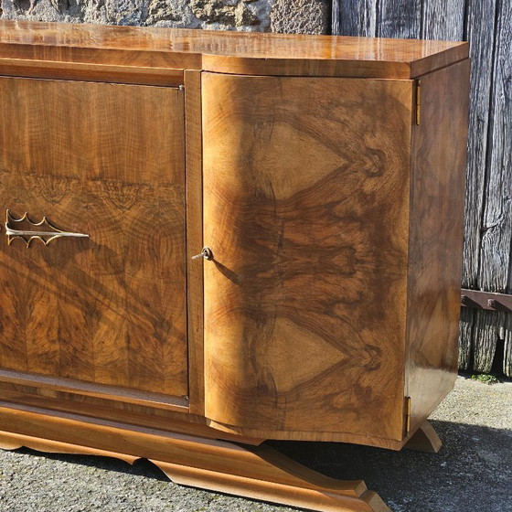 Image 1 of Buffet Art Déco français - Bois d'orme ronce brillant - Années 20