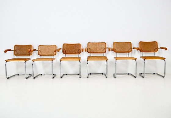 Sedie da pranzo Stile B32 di Marcel Breuer, Set di 6 – Rattan, Legno (photo 3 of 10)