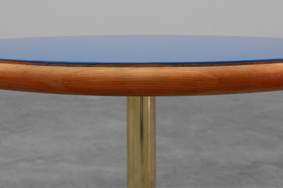 Image 1 of Vintage Round Tulip Coffee Table with Blue Top, France ca. 1960
