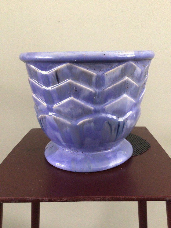 Image 1 of Vintage cache pot handgedraaid iriserend glazuur