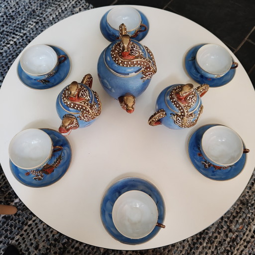 Juego de té japonés Dragonware para 6 personas – Juego decorado con Blue Moriage