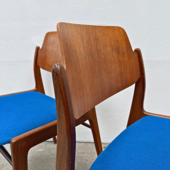 Image 1 of 6 sedie da pranzo di Hartmut Lohmeyer per Wilkhahn - blu, teak