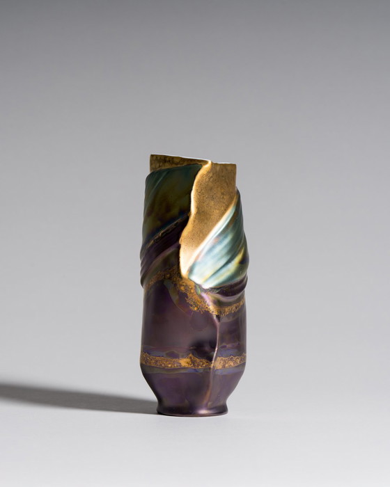 Image 1 of Porcelain Vase Duo by Johan van Loon × Helmut Drexler for Rosenthal Studio Linie Hand-painted Eosin-glazed 