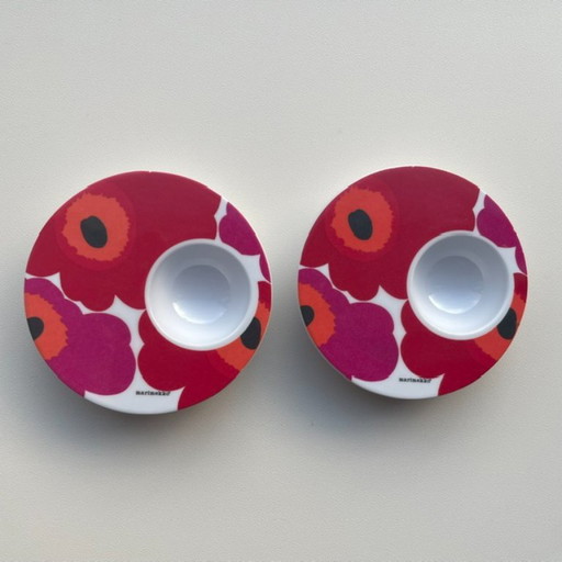 Paar Marimekko print eierdopjes