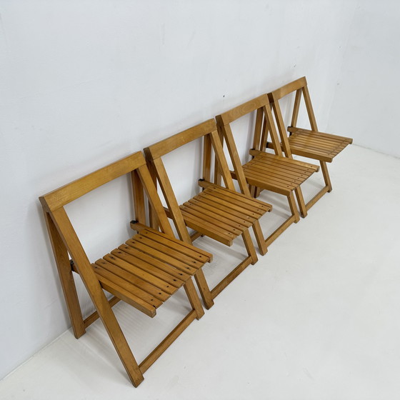 Image 1 of Set van 4 Aldo Jacober voor Alberto Bazzani klapstoelen, jaren 1960
