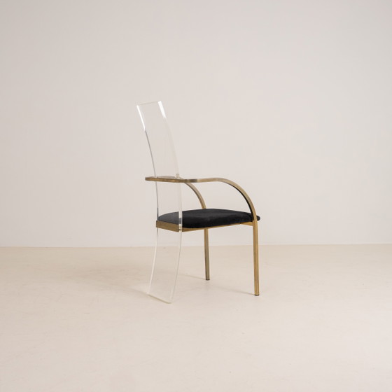 Image 1 of Chaises vintage en acrylique et laiton de Belgo Chrome