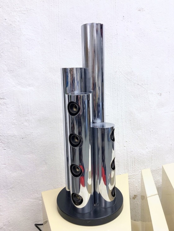 Image 1 of Rare Italian space age design table lamp column lamp 20-light 70s