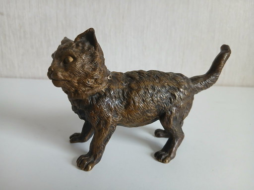 Franz Xavier Bergmann (1861-1936) grote bronzen poes als inktpot