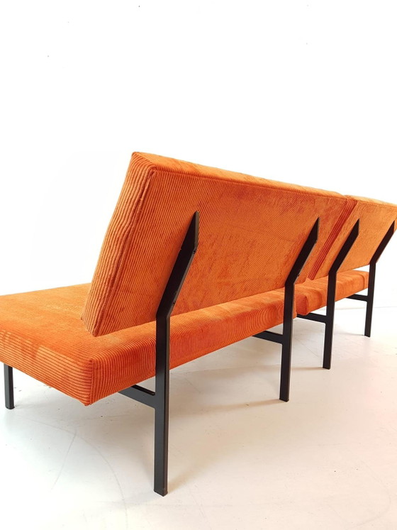 2 Vintage Bankjes Pastoe | Oranje Rib Love Seats Orange – Fauteuils, Metal, Textile (photo 8 of 13)