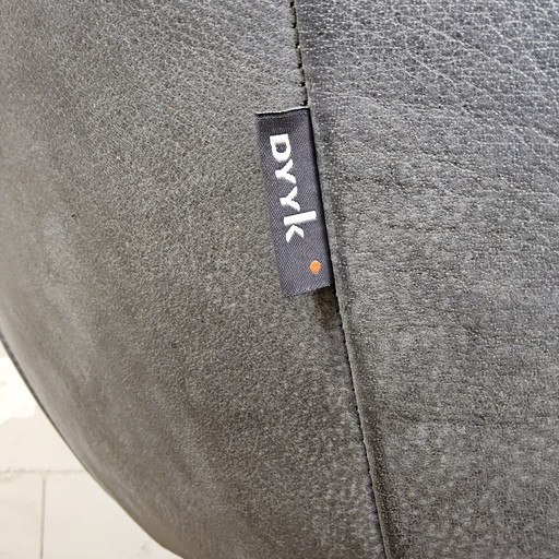 Poltrona girevole in pelle grigia Specter di DYYK (quasi nuova) Struttura in acciaio inossidabile (design olandese)