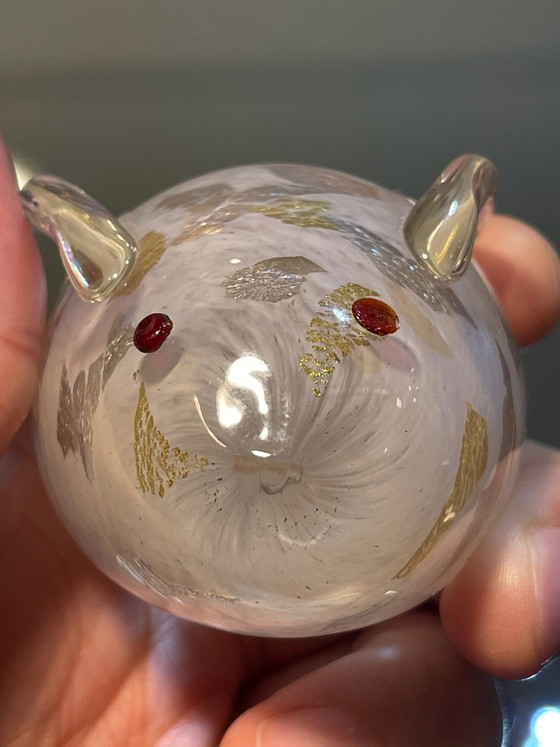 Japanse glazen muis of konijn beeldje met goud- en zilverblad, Decoratieve objecten, Transparant (foto 14 van 14)