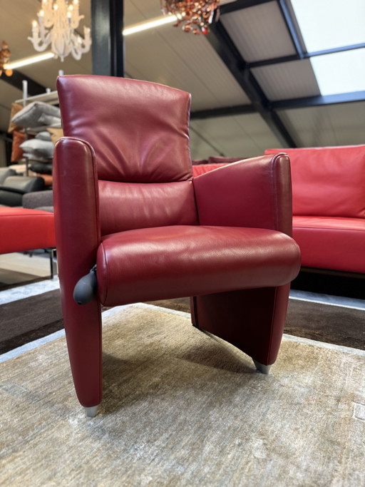 Fauteuil Jori Vinci rouge cuir Cherry
