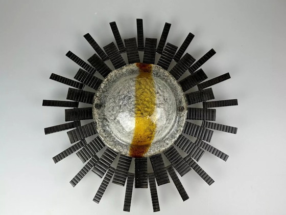 Image 1 of 60s 70s Brutalistische Wandlamp Wandlamp Ijzer & Glas Van Honsel Leuchten