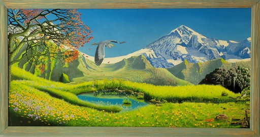 Switzerland – schilderijen tekeningen, Wood, Canvas