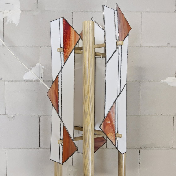 Image 1 of Lampada da terra in vetro colorato di pino, fatta a mano, vintage / lampada unica