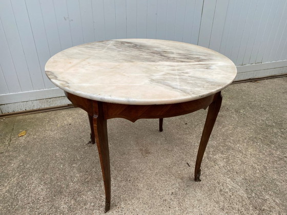 Image 1 of Louis XV style round marble coffee table