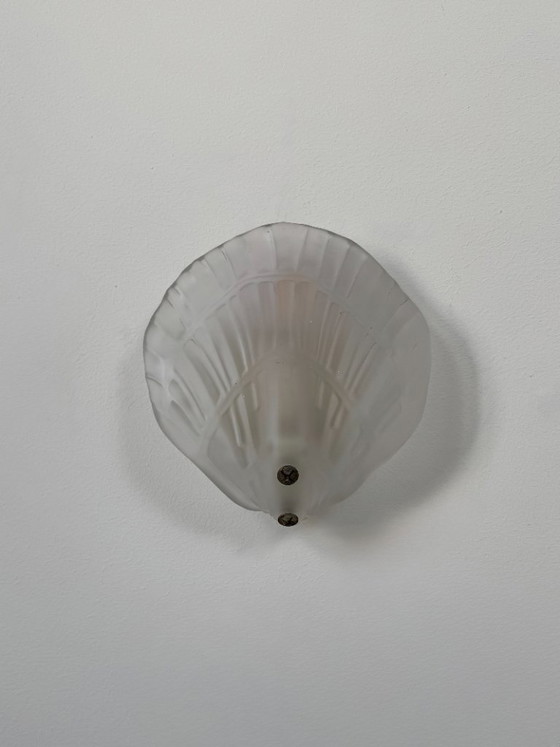 Image 1 of Paire d'appliques coquillages verre sablé, France, 1970