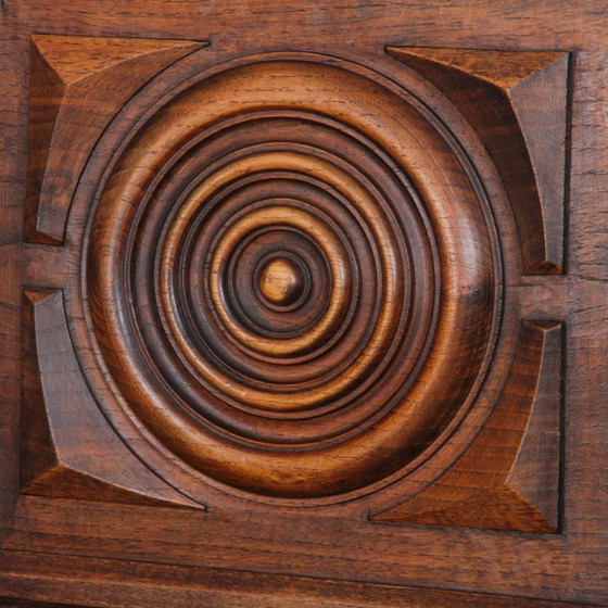 Image 1 of Par de sillas de madera maciza con asiento de paja, de fabricación francesa, 1940.