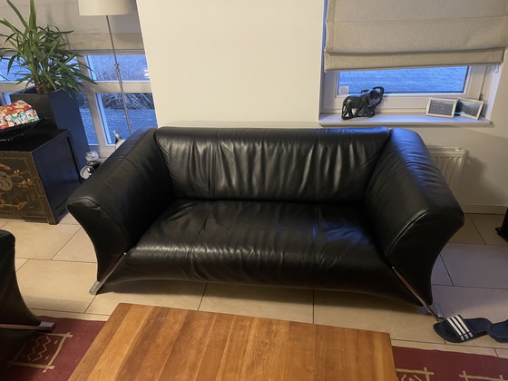 Image 1 of Rolf Benz 322 deux canapés 2,5 places en cuir noir
