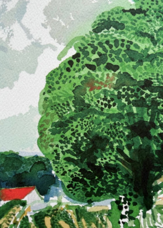 Image 1 of David Hockney (1937–2026), Straße und Bäume bei Wetwang, Copyright David Hockney, Gedruckt in Großbritannien