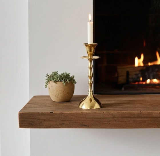 Image 1 of Collectible Mid-Century Brass Candlestick Holder – Elegant Design