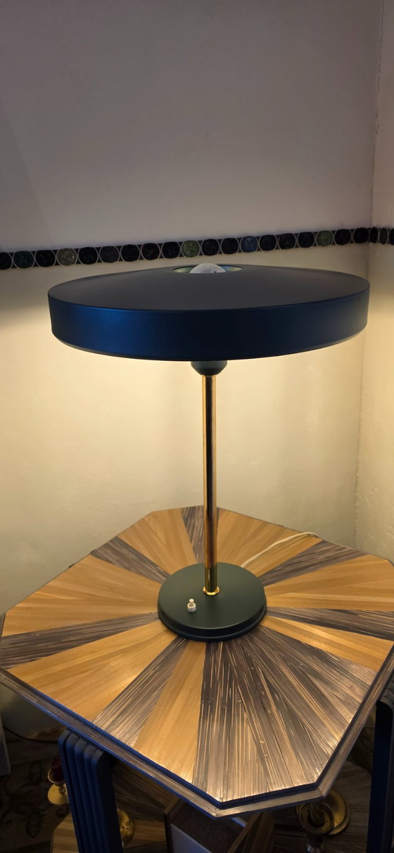 Philips Table lamp, dark green and brass, Lampes, Métal, Laiton, Vert, Mid Century Modern (photo 2 sur 9)
