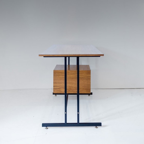 Image 1 of 1x Schrijftafel in mid-century modern stijl, messing en metaal, Italië jaren 1960