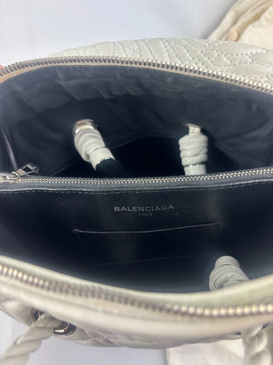 Image 1 of Balenciaga Blanket vierkante tas van wit leer met bloemenprint