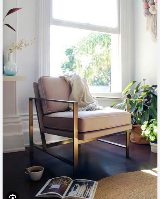 Image 1 of 2x Samtstühle in Rosé und Messing