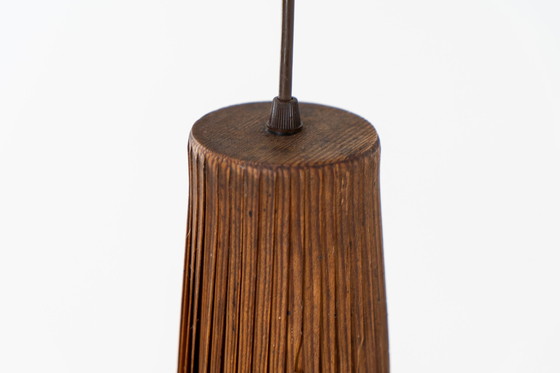 Image 1 of Large pine pendant light by Hans-Agne Jakobsson for Ellysett Markaryd (Sweden,1960s).