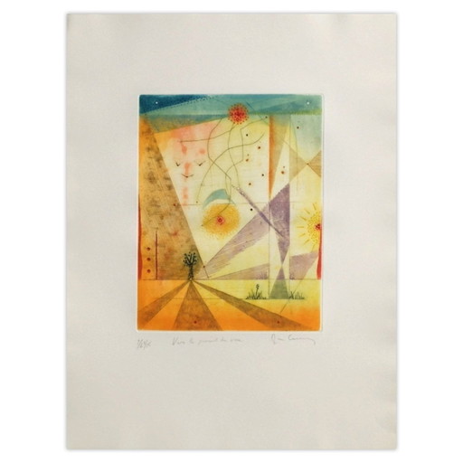 René Carcan Gravure Signée Vers Le Point De Vue 1992 – lithos zeefdrukken, Paper