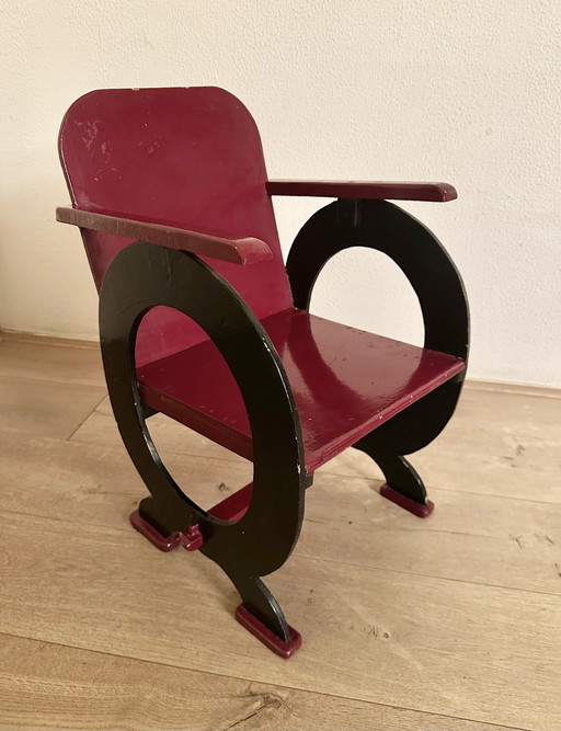 Silla infantil vintage de madera Art Déco