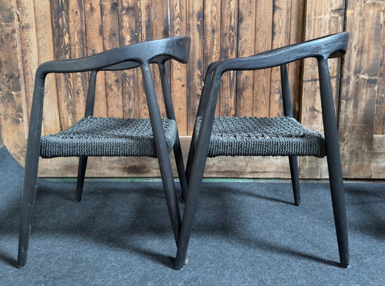 Image 1 of 4 X Castle Line ANAIS armstoel teak ebony, zwarte weving