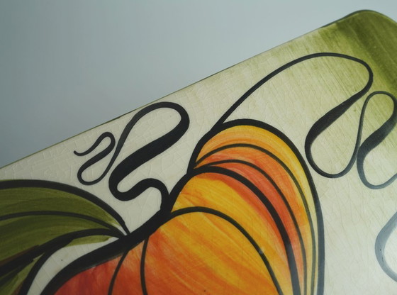 Image 1 of Zeer mooie keramische taartschaal uit het midden van de vorige eeuw, Stutzel Sachs Aalen herfstdecoratie