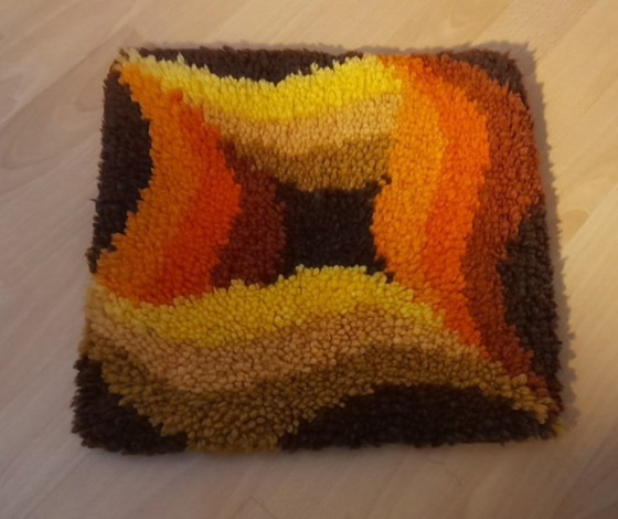Image 1 of Sofa cushion, 1970s, knotted using latch-hook technique