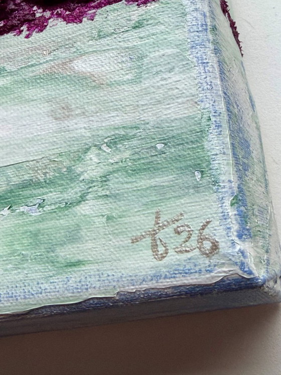 Image 1 of Abstract painting VOLT Hellebore, original modern artwork 18x24 cm.