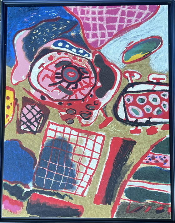 Image 1 of Guillaume Corneille (1922-2010) Terragrafia su tela "La prima pioggia" - Edizione di 60 esemplari.