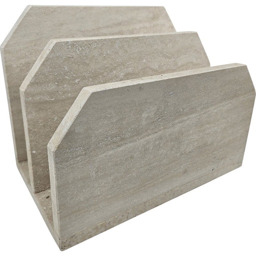 Vintage travertine magazine rack, Italy 1990