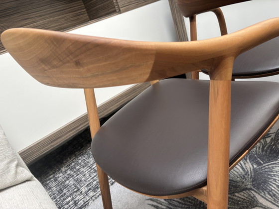 Image 1 of Artisan Neva Chairs Walnut Matte Lacquer ICM Zenith Leather