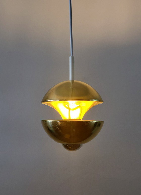 Klaus Hempel Pendant lamp for Kaiser Leuchten, Germany 1970, Brass, Gold (photo 6 of 7)