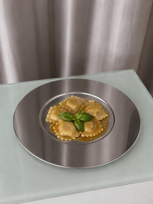 Modernistische Präsentationsschilder aus poliertem Spiegelstahl – servies, Metal