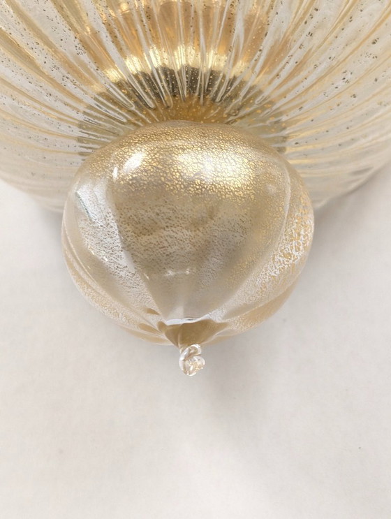 Image 1 of Coppia applique giganti Barovier & Toso Foglia d'Oro di Murano, anni '80