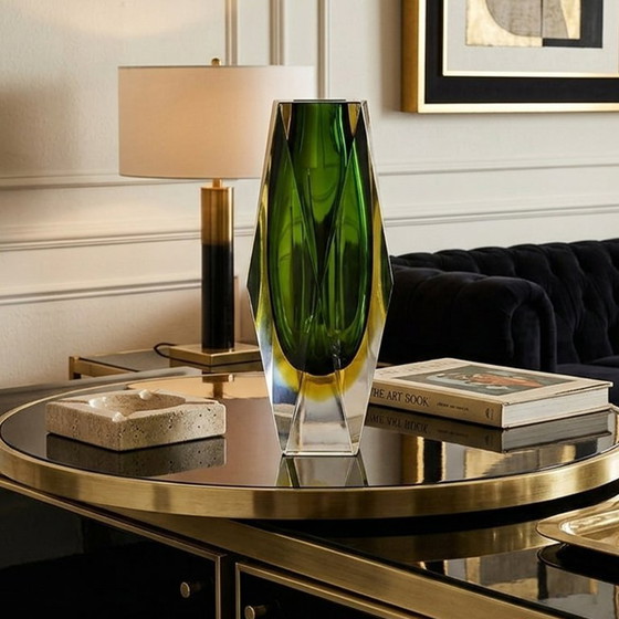 Image 1 of Atemberaubende grüne Vase aus den 1960er Jahren von Flavio Poli für Seguso. Hergestellt in Italien.