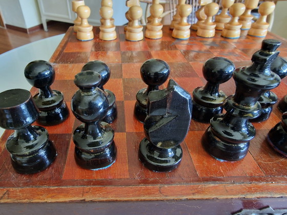 Schaakpartij Sovjet-Unie 1941 – Artel Kultsport Moskau, Decoratieve objecten, Metal, Wood (photo 4 of 15)