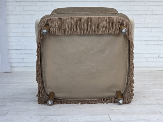 Image 1 of 1970s Danish Armchair, Original Condition, Furniture Velour, Beech Wood