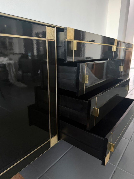 Pierre Cardin Sideboard With Brass Black Lacquered Shell Inlays, 1980 – Wood (photo 27 of 64)