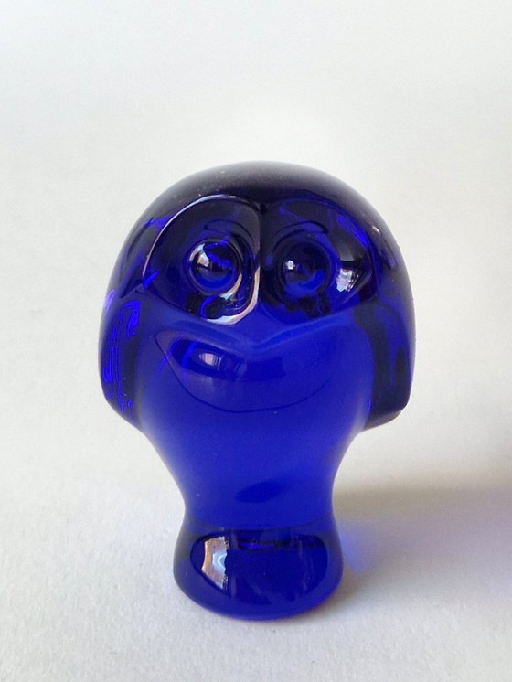 Image 1 of Baccarat Frankreich – Kobaltblaue Eule – Signiert