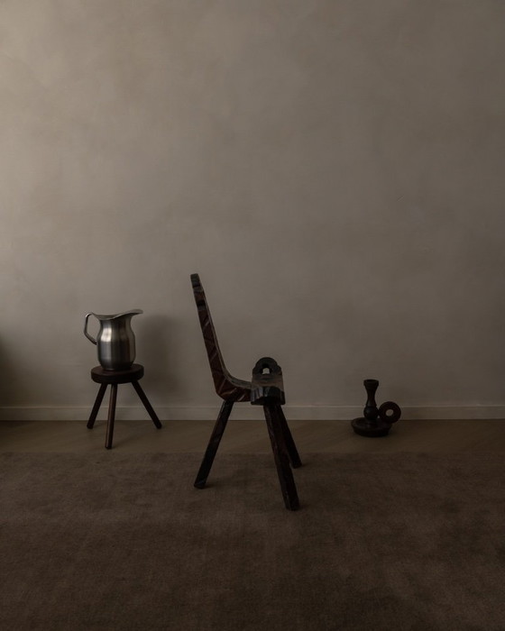 Image 1 of Spanish brutalist tripod chair made of solid wood