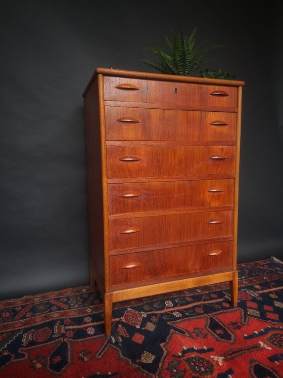 Vintage Midcentury Teak Chest of Drawers – Wood (photo 2 of 9)