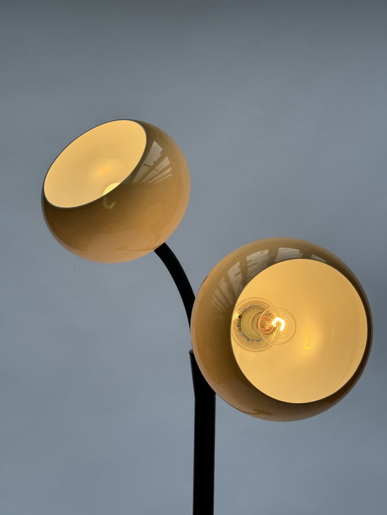 Image 1 of Vintage Brown Floor Lamp by Dijkstra - Dutch Design Mushroom Lamp, Space Age Classic